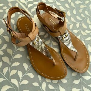 Guess Sandals * Tan with Gold embellishment* leather upper * 7M